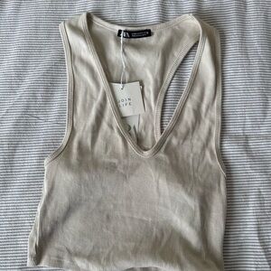 Ara Tan Sleeveless Crop Tank Top